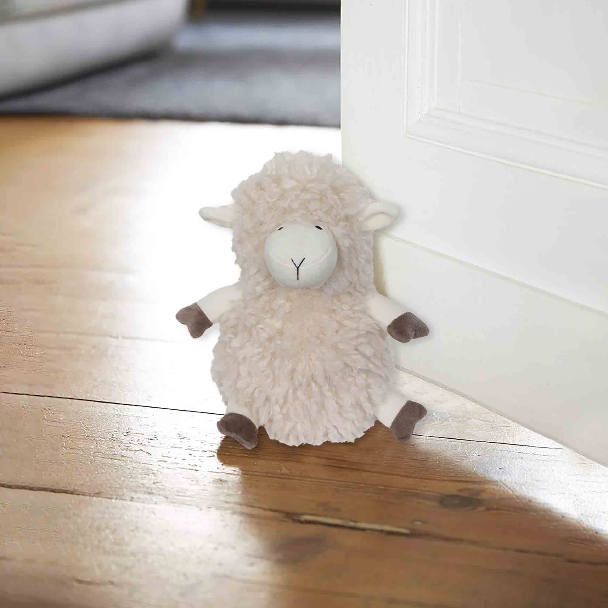 Decorative Sheep Door Stopper, 2.3 lb Weighted, Ecru