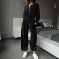 thumbnail image 5 of UPPADA Womens One Piece Jumpsuit Long Sleeve Half Zip Overall Wide Leg Fall Outfits Tracksuit Casaul Wear Black,L, 5 of 7