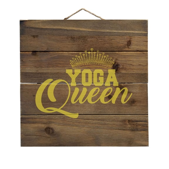 Yoga Queen Crown - Decorative REAL WOOD Wall Art - Faux Pallet Look