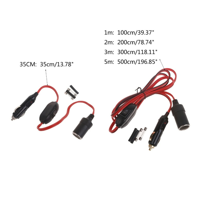 cigarette lighter adapter to 3 pin plug screwfix Yammee Car Cigarette Lighter Plug 12V 24V Extension Cable Adapter Socket  with Switches