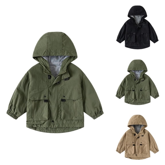 Boys Coat Boys Winter Jacket Lightweight Windbreaker Hooded Zip Coat for Age 2-13 School
