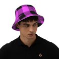 thumbnail image 6 of Kdxio Reflective Bucket Hat - Purple Black Buffalo Plaid Print Bucket Hat for Men,Women, 6 of 9