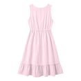 thumbnail image 5 of Ahabrexf Womens Summer Ruffled Hem Dresses, Sleeveless V Neck Drawstring Waist Natural Fiber Linen Sundress for Casual Vacation Wear, 5 of 9