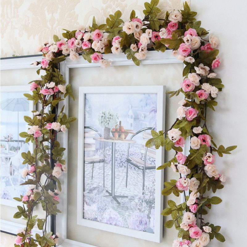 2.2M Long Silk Rose Flower Ivy Vine Leaf Garland Wedding Party Home Decor Crafts 