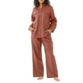 thumbnail image 3 of Women's Pure Color Linen Long Sleeve Shirt With Pocket & Relaxed Fit Straight Leg Pants Two Piece Set Petite Pant Suit for Women Women's Tall Ski Pants Ski Suit Women Women Snowsuit Winter Jumpsuits, 3 of 8