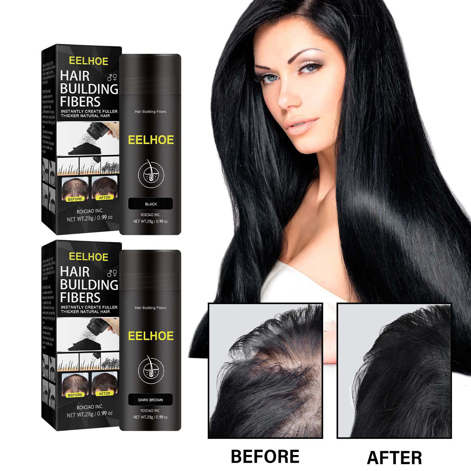 GoFJ 28g Hair Fiber Powder Natural Good Coverage Useful Easyusing Long