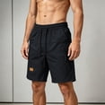 thumbnail image 2 of Besolor Men's Cargo Shorts Wide Leg Casual Loose Outdoor Running Hiking Drawstring Elastic Waist Knee Length Shorts with Pockets(X-Large,Black), 2 of 7