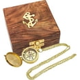 thumbnail image 3 of Thor Instruments Brass Nautical Hand Made Push Button Pocket Compass Directional Compass Fully Working W/Wooden Box, 3 of 3