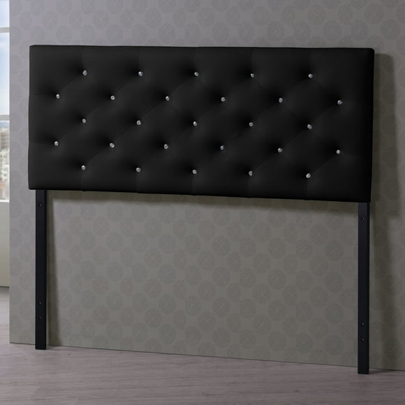 Baxton Studio Viviana Modern and Contemporary Black Faux Leather Upholstered Button-tufted Queen Size Headboard