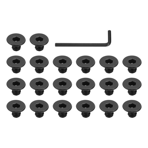 3/16-24 x 1/4 Inch Flat Head Socket Cap Screws Hex Socket Drive Machine Screws UNC Coarse Full Thread Black 20 Pcs