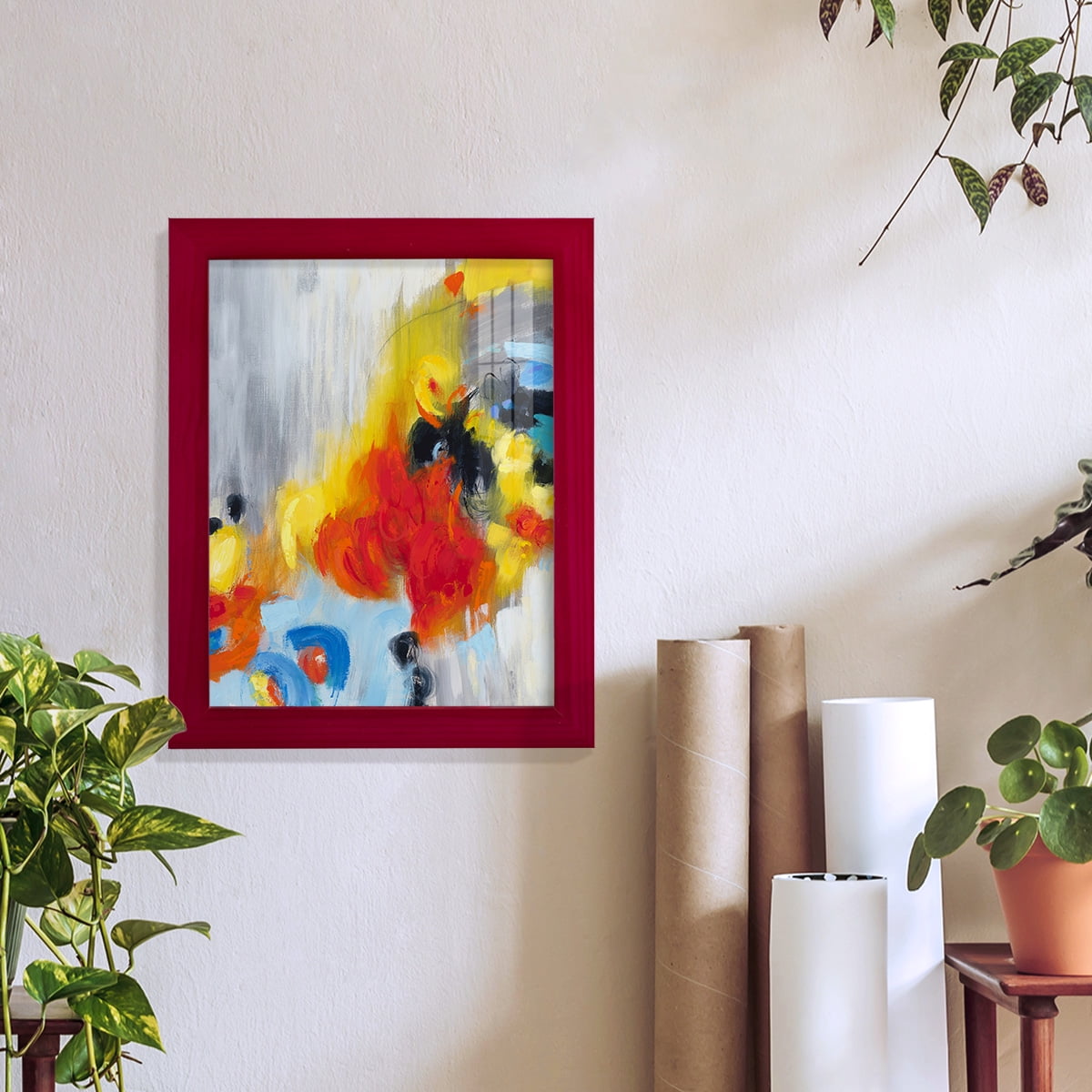 In the Loop I -Framed Print w/glass-Cherry Red