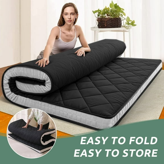 SLSY Futon Mattress, Extra Thick Japanese Floor Mattress Quilted Mattress Topper, Folding Floor Lounger Guest Bed Padded Sleeping Pad
