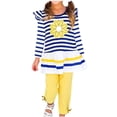 thumbnail image 1 of RXIRUCGD Mode Hauts à Manches Longues Décontractés pour Filles Col Rond Imprimé Bouton Ensembles de Pantalons Longs (Bleu, Taille:9 Ans), 1 of 3