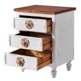 thumbnail image 6 of 19" Vintage Farmhouse End Table with Floral Knobs, Rustic Nightstand with 3 Drawers & Gourd Legs, Wood Bedside Table, Sofa Accent Table, Fully Assembled, White, 6 of 7