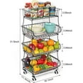 thumbnail image 7 of 4 Tier Fruit Vegetable Storage Basket Stand w/Wheels Cart Rack Kitchen Bathroom, 7 of 7