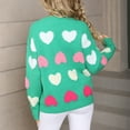 thumbnail image 4 of XPMWRP Women's Cute Heart Winter Warm Sweater Knitted Top Casual Crewneck Long Sleeve Blouses Fashionable Sweaters Pullover Green L, 4 of 9