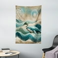 thumbnail image 2 of Ambesonne Nautical Tapestry Wall Hanging, Mandala Whale and Turtle, 40"x60", Teal Ecru Blue, 2 of 3