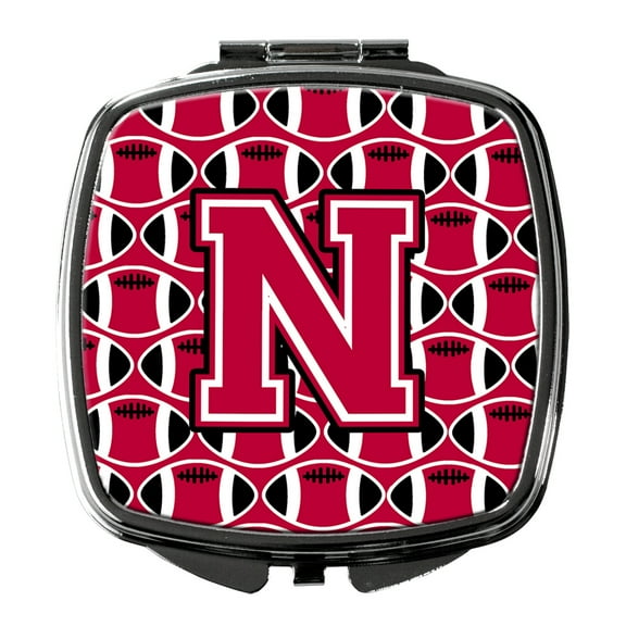 Letter N Football Crimson and White Compact Mirror CJ1079-NSCM