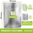 thumbnail image 2 of Bolsas Mylar de 5 galones para almacenamiento de alimentos con absorbedores de oxígeno x10, 2 of 7