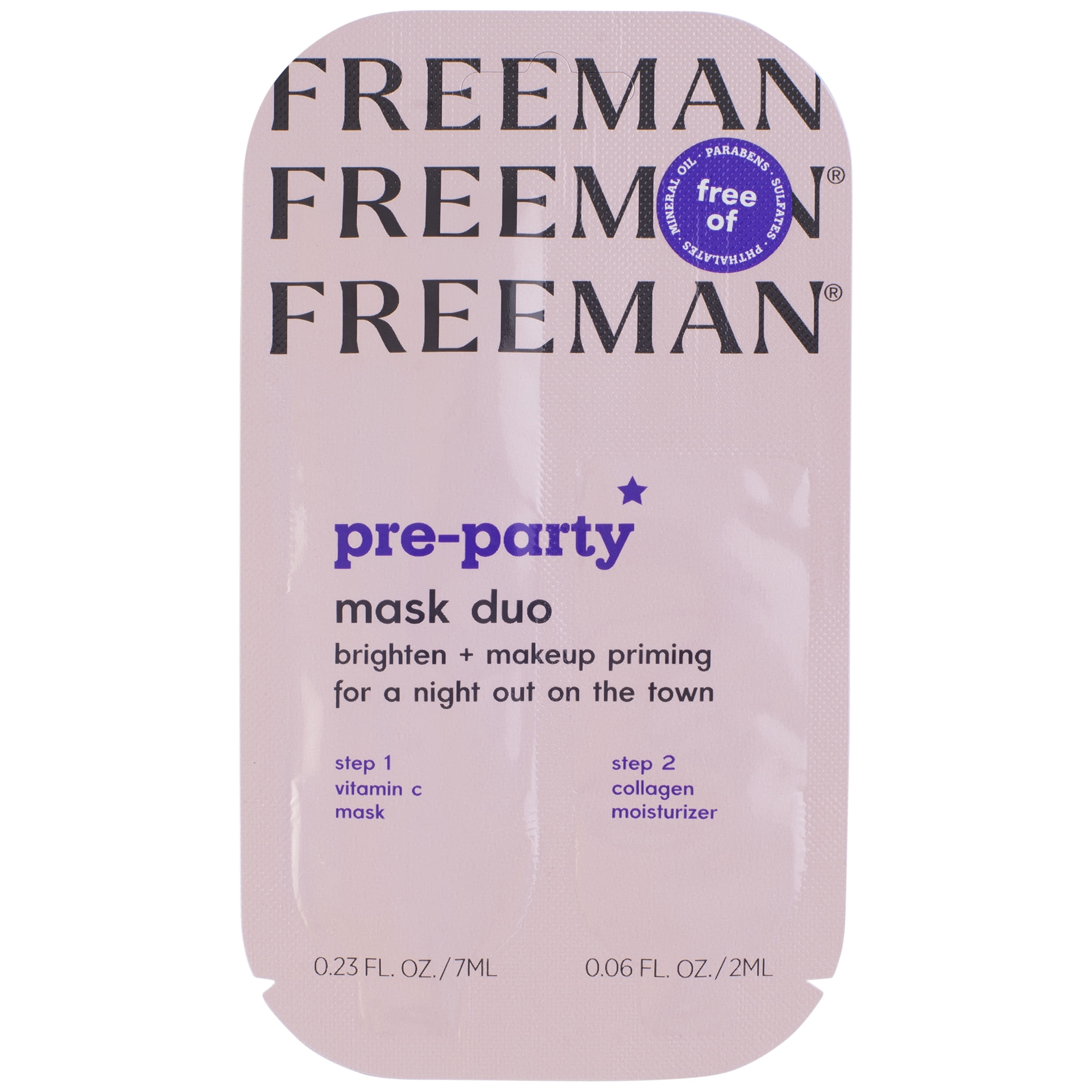 Freeman Pre-Party Priming Facial Mask, Makeup Prep, 0.23 fl. oz. /7 ml & 0.08 fl. oz. /2 ml Sachet