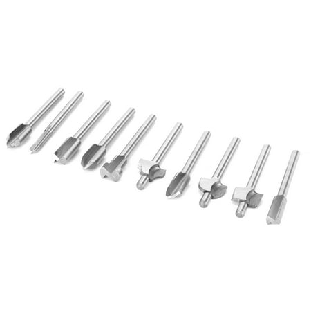 

Henmomu Trim Bit Trimming Machine Supply 10Pcs/Set Milling Cutter High-Speed Steel Trim Engraving Bit Electric Trimmer Accessory