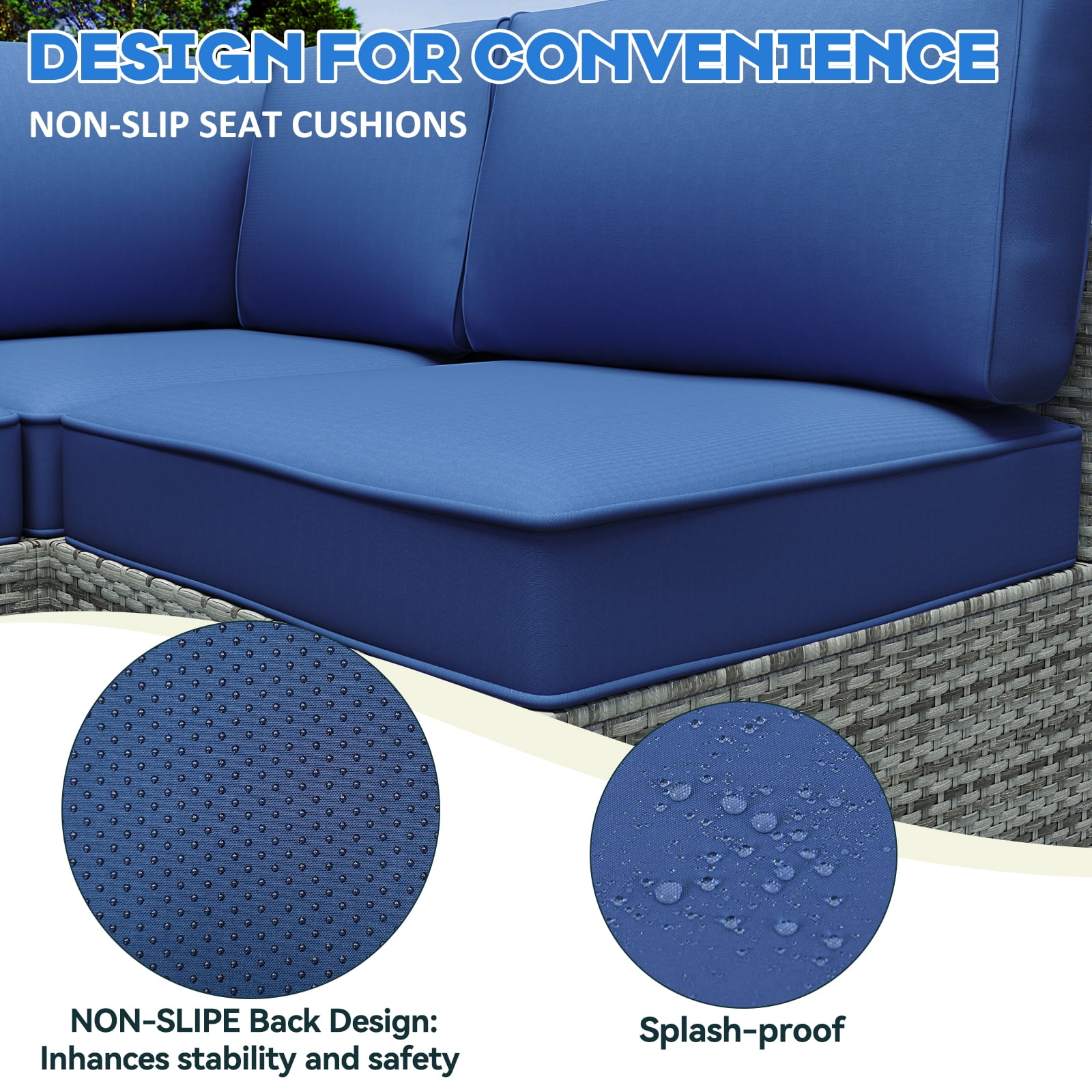Outdoor Cushions Set of 14 for 7 Pieces Sectional Rattan Conversation Sets,Outdoor Furniture Replacement Cushions for Patio Furniture,4-INCH Replacement Sofa Cushions
