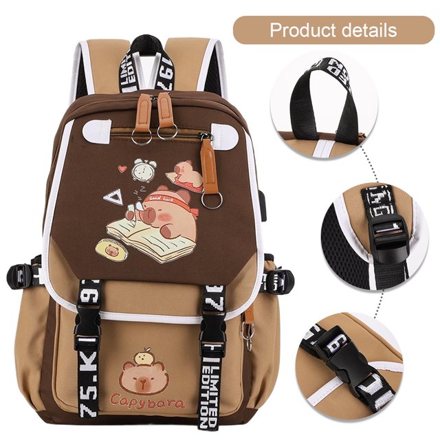 Mochila para Libros Con Correas Ajustables Carpincho Niñas Y Mochilas Portátiles