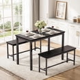 thumbnail image 3 of 3-Piece Dining Room Table, Kitchen Dining Table Set with 2 Benchs for Apartment Breakfast Nook and Samll Space, Black, 3 of 10
