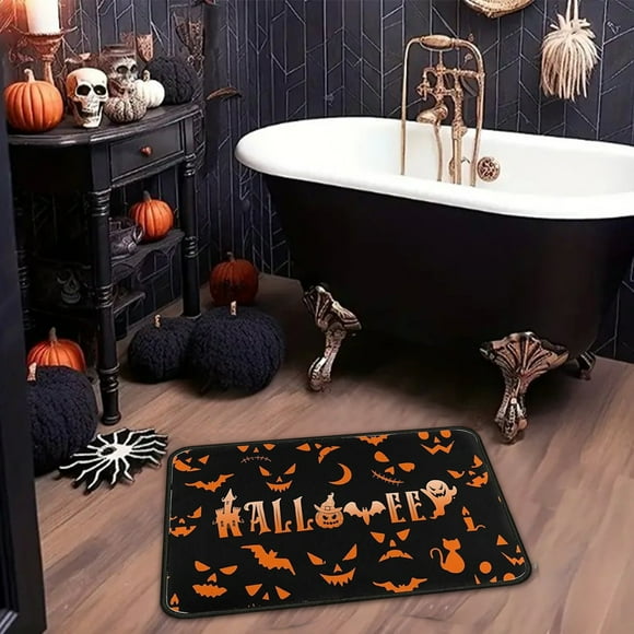 Chmadoxn Halloween Floor Mat Horror Decorative Floor Mat Kitchen Thickened Mat Oil Absorbent Foot Mat Family Decoration Door Mat Home Multifunctional Pattern Mat Polyester carpet pad