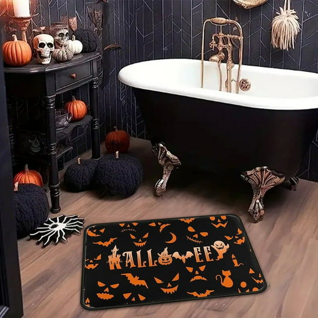 Chmadoxn Halloween Floor Mat Horror Decorative Floor Mat Kitchen Thickened Mat Oil Absorbent Foot Mat Family Decoration Door Mat Home Multifunctional Pattern Mat Polyester carpet pad