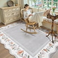 thumbnail image 6 of Lahome 8'x10' Boho Floral Scalloped Area Rug,Machine Washable, Non-Slip Low-Pile Vintage Distressed Design for Living Room, Bedroom, Dining Room Office, 6 of 10