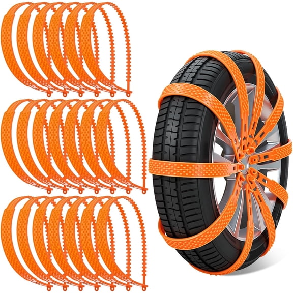 Snow Tire Chains, TPU Material Emergency Traction Straps with Easy Installation, Anti-Skid for Winter Driving on Snow and Ice