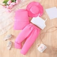 thumbnail image 6 of XAOFW Girls Sets Sleeveless Botton Solid Color Notched Top Long Pants Matching Hat Formal Elegant Ensemble Toddler Kids Children Comfortable Breathable Lovely Party Night Outfits, 6 of 6