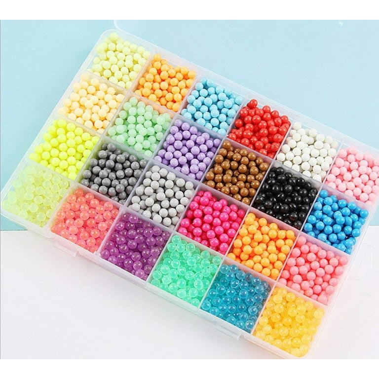 SEEKONE Water Fuse Beads Kit, 24 Colors 30 Patterns 6400Pcs Refill  Non-Toxic Water Sticky Beads