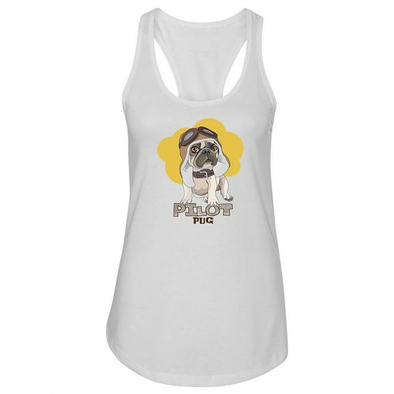 A Cute Pilot Pug Tank Women -Image by Shutterstock, Female Large