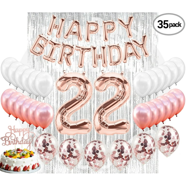 22nd Birthday Decorations With Photo Props, Party Supplies, 22 Cake Topper  Teal Green Decorations Supplies Confetti Gifts, 22nd Balloons 