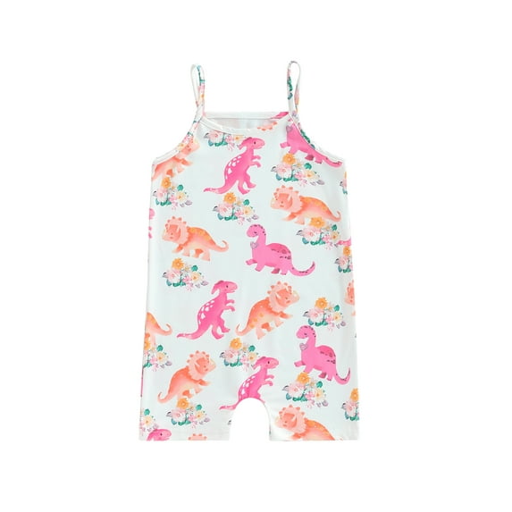 GXFC Little Girls Jumpsuits Kids Girls Sleeveless Spaghetti Straps Graphic Print One Piece Romper Shorts Children Girls Cute Bodysuit Clothes 2-7T