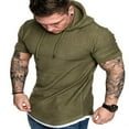 thumbnail image 2 of FNNMNNR Men Solid Slub Cotton Short Sleeve Slim Fit Hooded T Shirt, 2 of 5