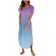 thumbnail image 1 of Vestido de Manga Corta para las Mujeres, Vestido Casual de Cuello en V de Bolsillo de Impresión de Moda Sexy Hecho de Poliéster Ligero para el Verano, Vestido de Verano para las Mujeres, 1 of 4