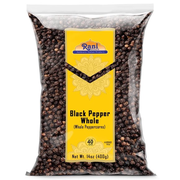 Rani Black Pepper Whole (Peppercorns), Premium MG-1 Grade 14oz (400g) ~ Gluten Friendly | Non-GMO | Kosher | Natural | Perfect size for Grinders!