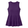 thumbnail image 6 of Otntypg Peplum Tops for Women Summer Sleeveless Basic Solid Color Crew Neck Ruffled Tank Tops Trendy Flowy Beach Vacation Tunic Tees Shirt Purple XXL, 6 of 7