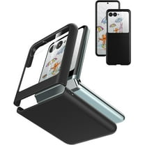 Case for Motorola Razr Plus 2023 (Razr 2023) with External Screen Protector Thin Hard PC Cover Phone Case for Moto Razr 2023 - Black Glass