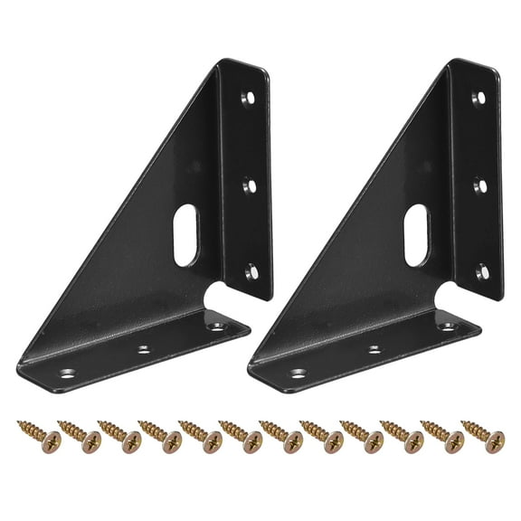 2Pack Angle Corner Brackets 86mm x 86mm, Cold Rolled Steel Braces Joining Support with Screws (Black)
