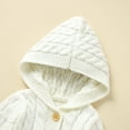 thumbnail image 5 of Suealasg Toddler Baby Girl Boys Sweater Romper Long Sleeve Buttons Hooded Solid Color Knit Jumpsuits 3M 6M 12M 18M Newborn Fall Winter One Piece Bodysuit Clothes, 5 of 10