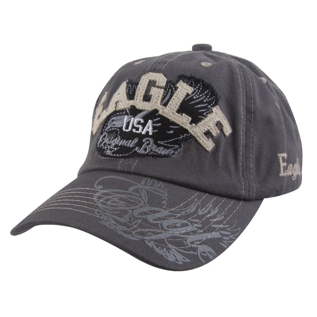 Gravity Threads Eagle USA Original Brand Adjustable Baseball Hat - Grey