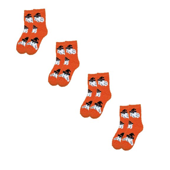 Miaoju 4PCS Halloween Fuzzy Socks for Women Men, Cozy Slipper Socks with Grippers, Warm Winter Floor Socks for Holiday Lounging
