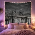 thumbnail image 2 of Monochromatic Brooklyn Bridge Cityscape Against Dark Sky Moody Vintage for Art Enthusiasts Urban Nightscape Decor Housewarming Gift Tapestry Wall Hanging for Living Room and Bedroom, 2 of 7