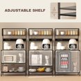 thumbnail image 4 of Black Baker's Rack with Power Outlet & USB - Kitchen Microwave Shelf with Hooks - 31.5” x 16.5” x 60.2” Storage Unit for Living Room & Dining Area, 4 of 7