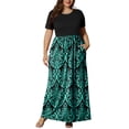 thumbnail image 3 of TARAINYA Women Plus Size Summer Short Sleeve Maxi Dress Casual Loose Long Dress with Pockets Round Neck Elastic Waist Solid Floral, 3 of 8