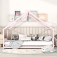 thumbnail image 2 of Gewnee Full Size House Bed with Roof and Fence,Metal Montessori Platform Bed for Toddle and Kids,Pink, 2 of 8